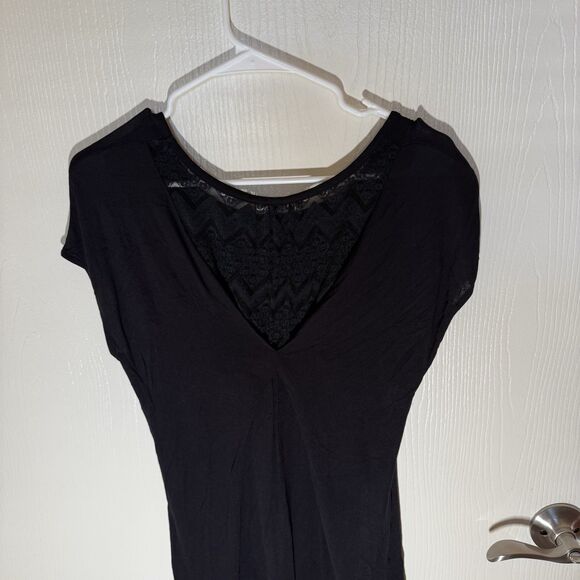 Candie’s Women’s Black V-Neck Top Lace Blouse Sexy Gothic Minimalist XS - Picture 7 of 8